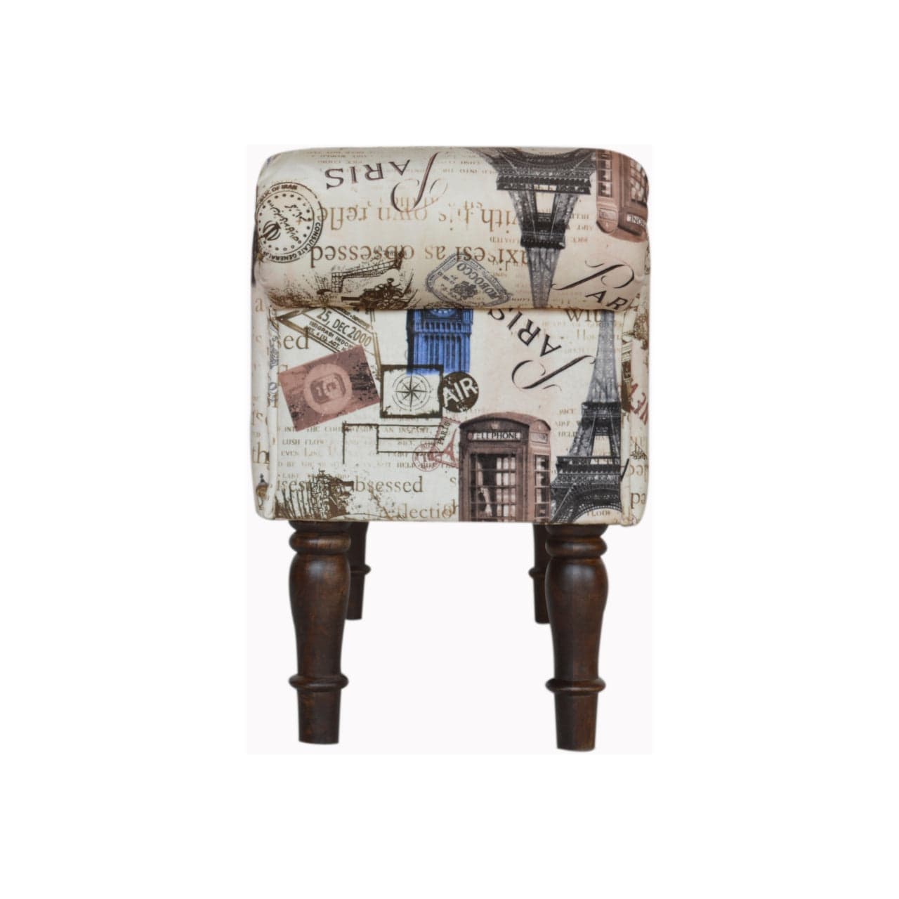 IN1275 - City Printed Bedroom Bench - Solid Mango Wood Seating Furniture for Entryway - product view 8 showing...