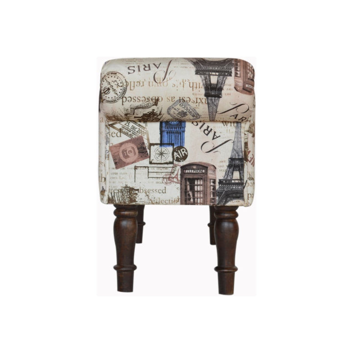 IN1275 - City Printed Bedroom Bench - Solid Mango Wood Seating Furniture for Entryway - product view 8 showing...