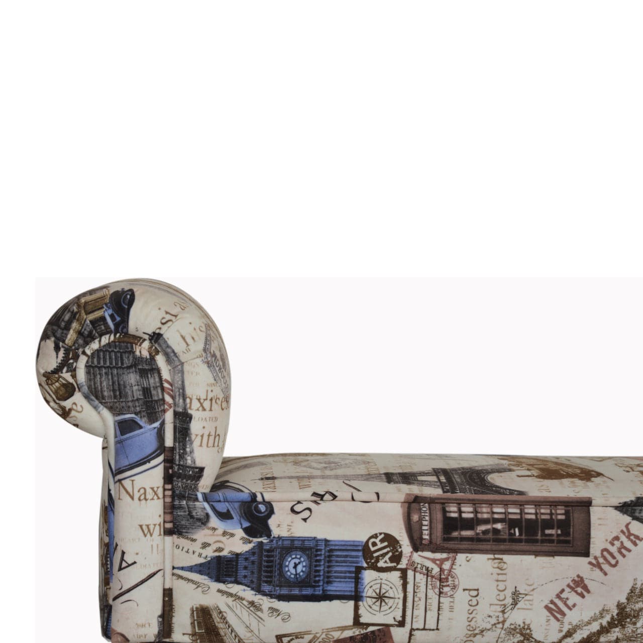 IN1275 - City Printed Bedroom Bench - Solid Mango Wood Seating Furniture for Entryway - product view 3 showing...