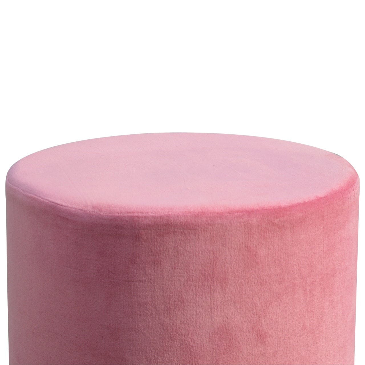 IN426 - Dusty Pink Velvet Footstool - Solid Mango Wood Accent Stool for Living Room - product view 5 showing handcrafted...