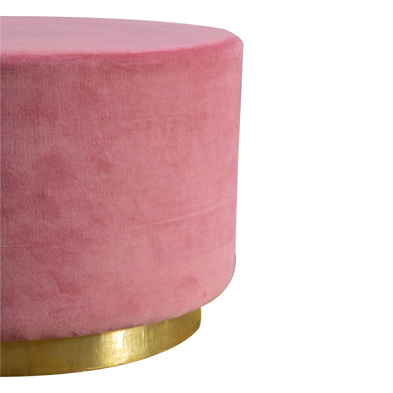 IN426 - Dusty Pink Velvet Footstool - Solid Mango Wood Accent Stool for Living Room - product view 3 showing handcrafted...