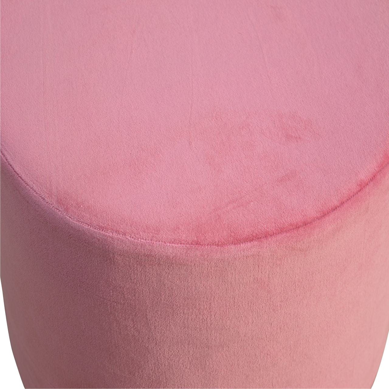 IN426 - Dusty Pink Velvet Footstool - Solid Mango Wood Accent Stool for Living Room - product view 2 showing handcrafted...
