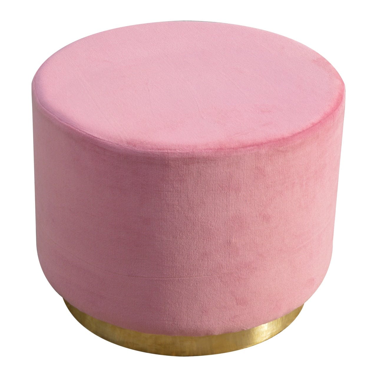 IN426 - Dusty Pink Velvet Footstool - Solid Mango Wood Accent Stool for Living Room - main view showing handcrafted solid...