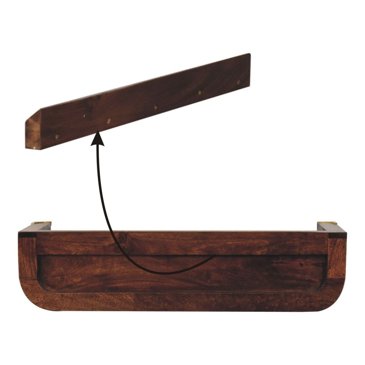 Indira California Walnut Floating Console Table - Solid Mango Wood Hallway Console for Entryway - product view 9 showing...