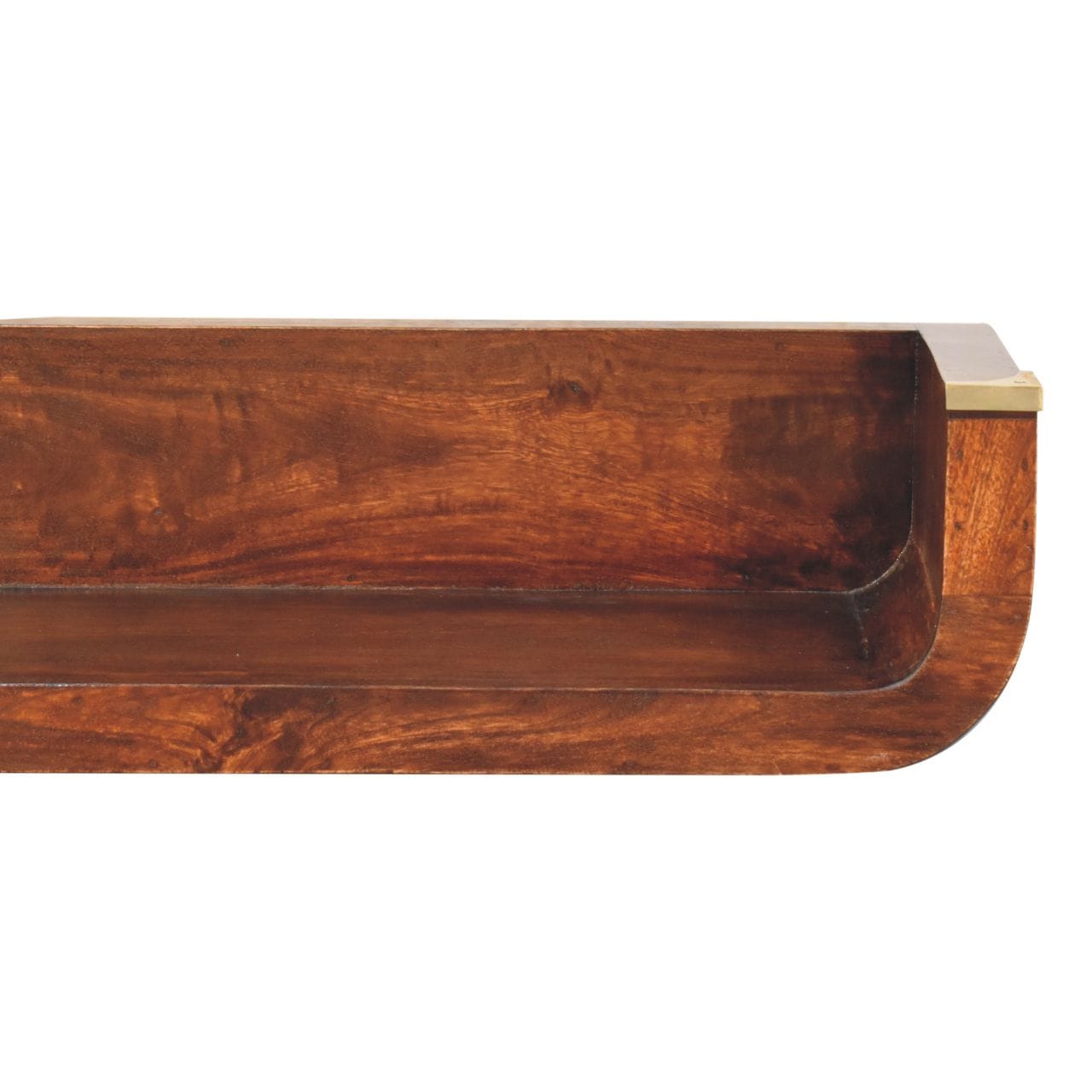 Indira California Walnut Floating Console Table - Solid Mango Wood Hallway Console for Entryway - product view 4 showing...