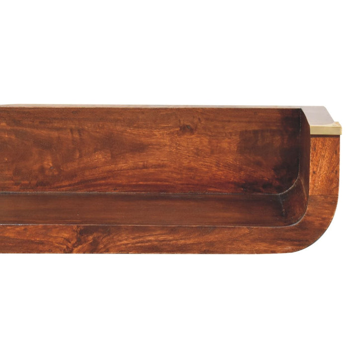 Indira California Walnut Floating Console Table - Solid Mango Wood Hallway Console for Entryway - product view 4 showing...