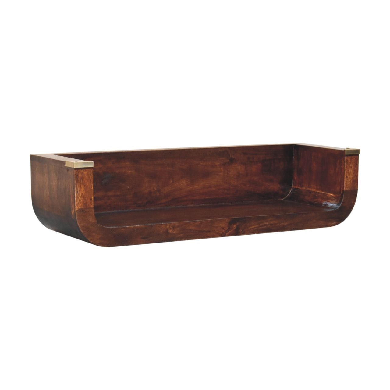 Indira California Walnut Floating Console Table - Solid Mango Wood Hallway Console for Entryway - product view 2 showing...