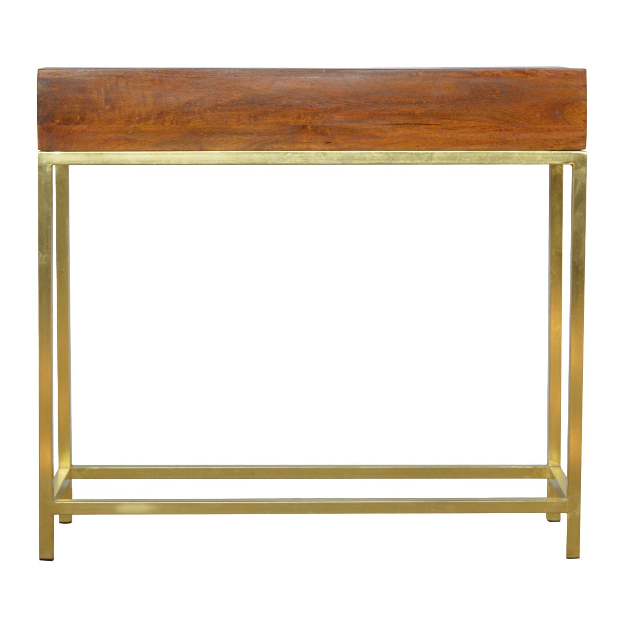 Industrial 2 Drawer Console Table - Solid Mango Wood Hallway Console for Entryway - product view 8 showing handcrafted...