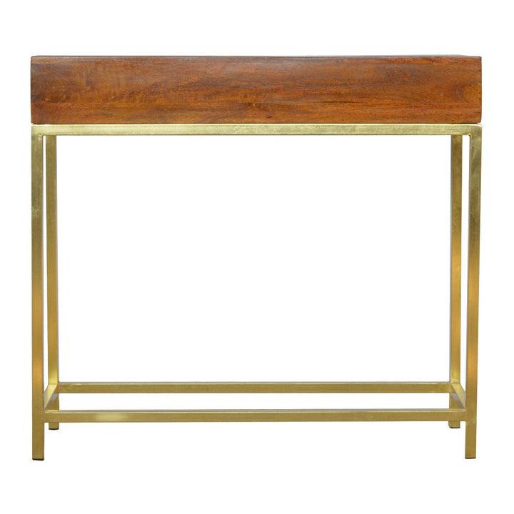 Industrial 2 Drawer Console Table - Solid Mango Wood Hallway Console for Entryway - product view 8 showing handcrafted...