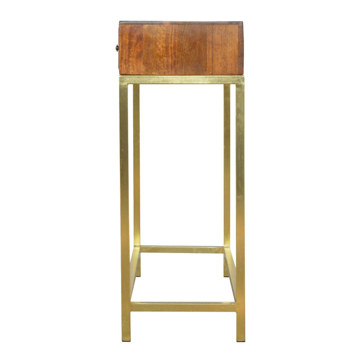 Industrial 2 Drawer Console Table - Solid Mango Wood Hallway Console for Entryway - product view 7 showing handcrafted...