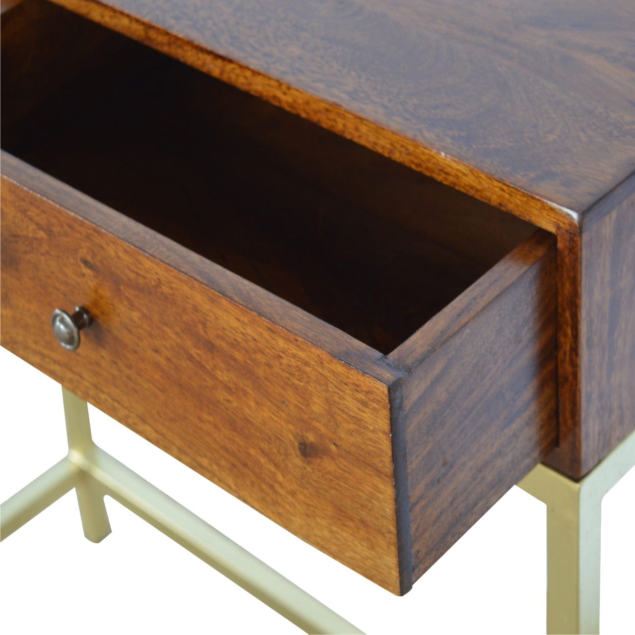 Industrial 2 Drawer Console Table - Solid Mango Wood Hallway Console for Entryway - product view 5 showing handcrafted...