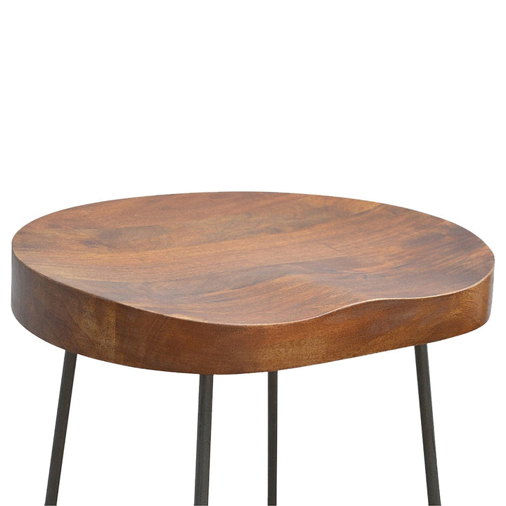 Industrial Chunky Bar Stool - Solid Mango Wood Counter Stool for Kitchen - product view 6 showing handcrafted solid mango...