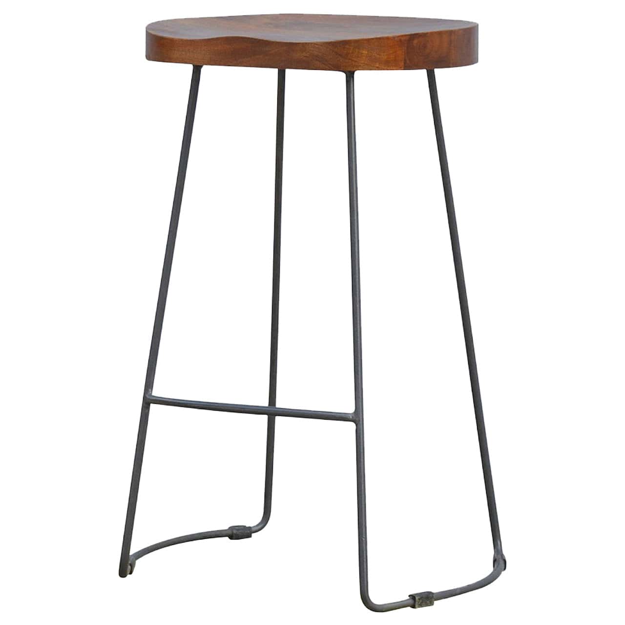Industrial Chunky Bar Stool - Solid Mango Wood Counter Stool for Kitchen - product view 5 showing handcrafted solid mango...