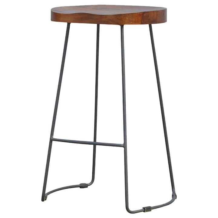 Industrial Chunky Bar Stool - Solid Mango Wood Counter Stool for Kitchen - product view 5 showing handcrafted solid mango...