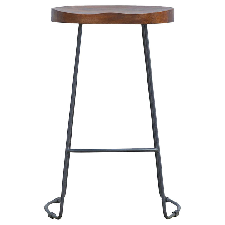 Industrial Chunky Bar Stool - Solid Mango Wood Counter Stool for Kitchen - product view 4 showing handcrafted solid mango...