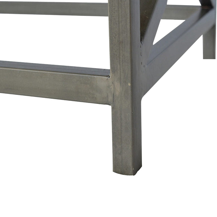 Industrial Cross Metal Oatmeal Coffee Table - Solid Mango Wood Center Table for Living Room - product view 7 showing...