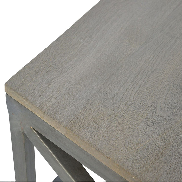 Industrial Cross Metal Oatmeal Coffee Table - Solid Mango Wood Center Table for Living Room - product view 5 showing...