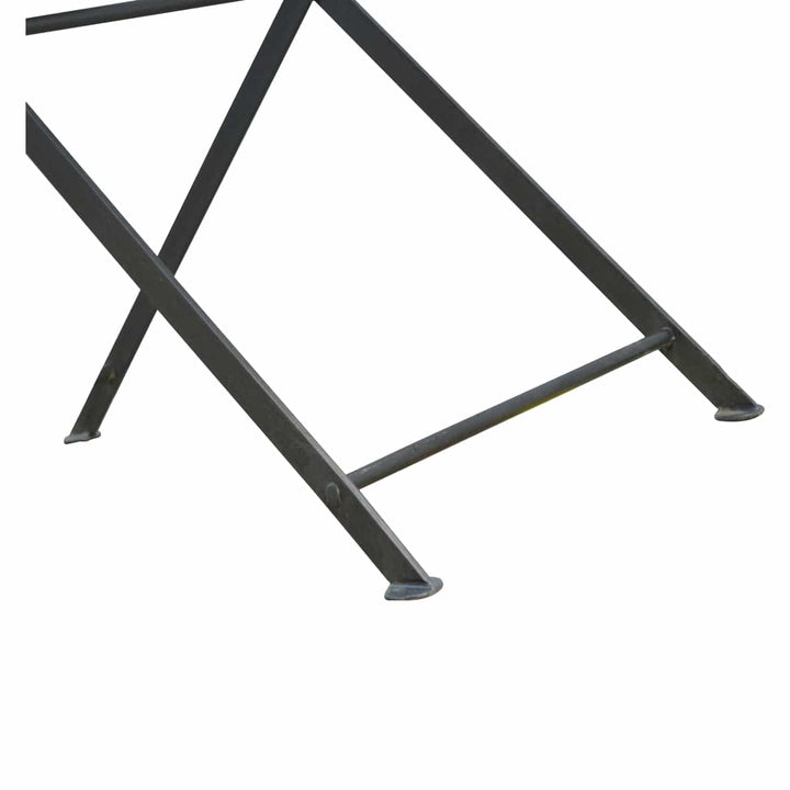 Industrial Metal Butler Tray in Solid Mango Wood - product view 5 showing handcrafted solid mango wood furniture