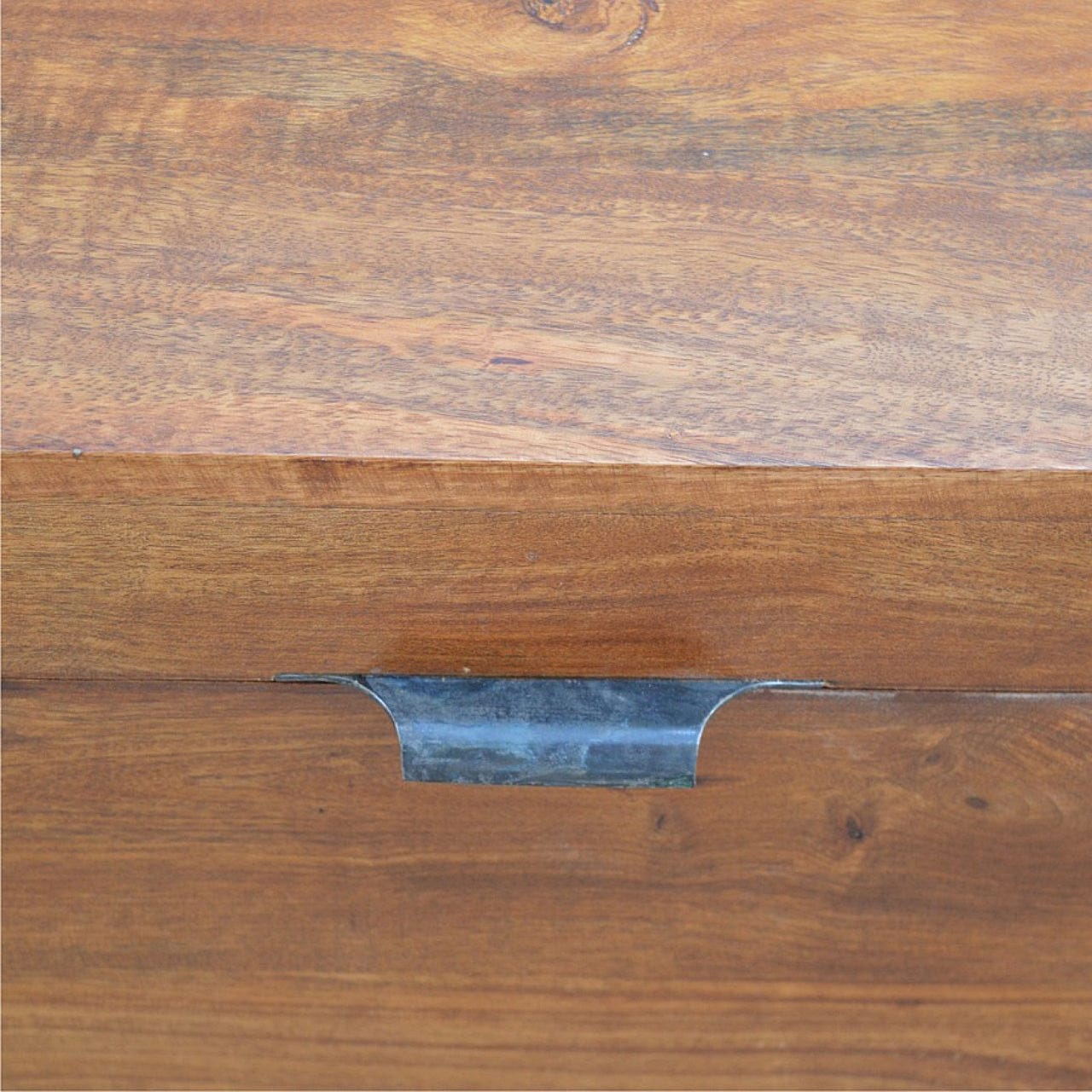Industrial Wooden Storage Box - Solid Mango Wood Storage Container for Home - product view 5 showing handcrafted solid...