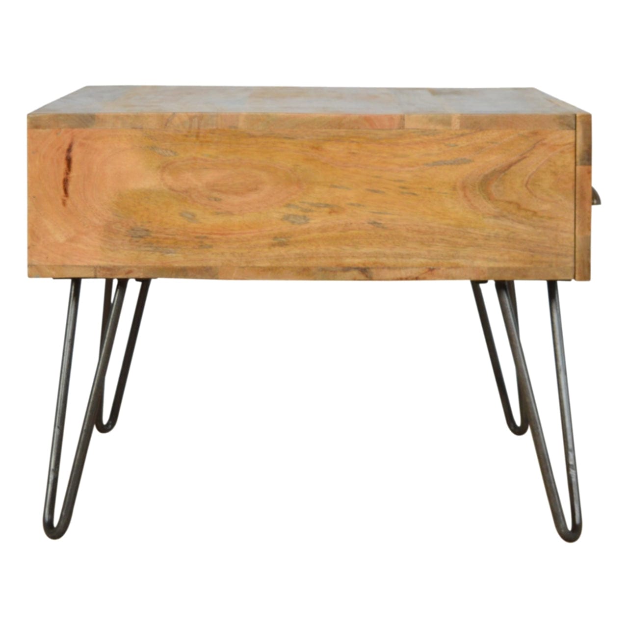 Iron Base Coffee Table - Solid Mango Wood Center Table for Living Room - product view 7 showing handcrafted solid mango...