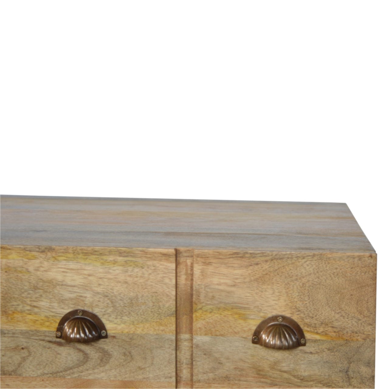 Iron Base Coffee Table - Solid Mango Wood Center Table for Living Room - product view 3 showing handcrafted solid mango...
