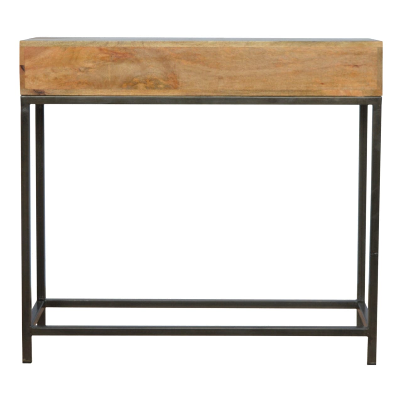 Iron Base Console Table - Solid Mango Wood Hallway Console for Entryway - product view 8 showing handcrafted solid mango...