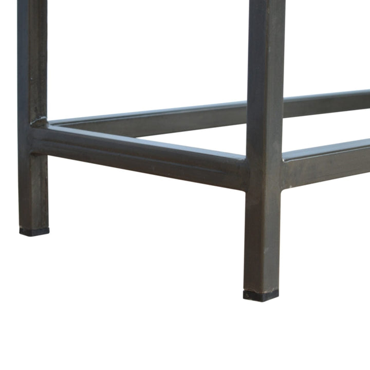 Iron Base Console Table - Solid Mango Wood Hallway Console for Entryway - product view 6 showing handcrafted solid mango...