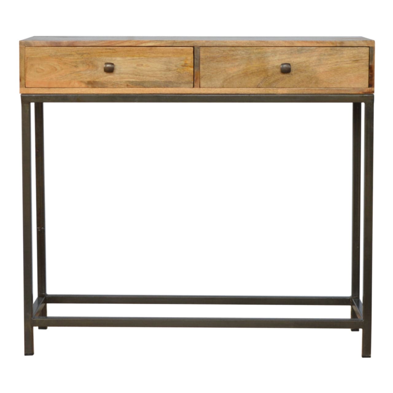 Iron Base Rectangular Coffee Table - Solid Mango Wood Center Table for Living Room - product view 8 showing handcrafted...