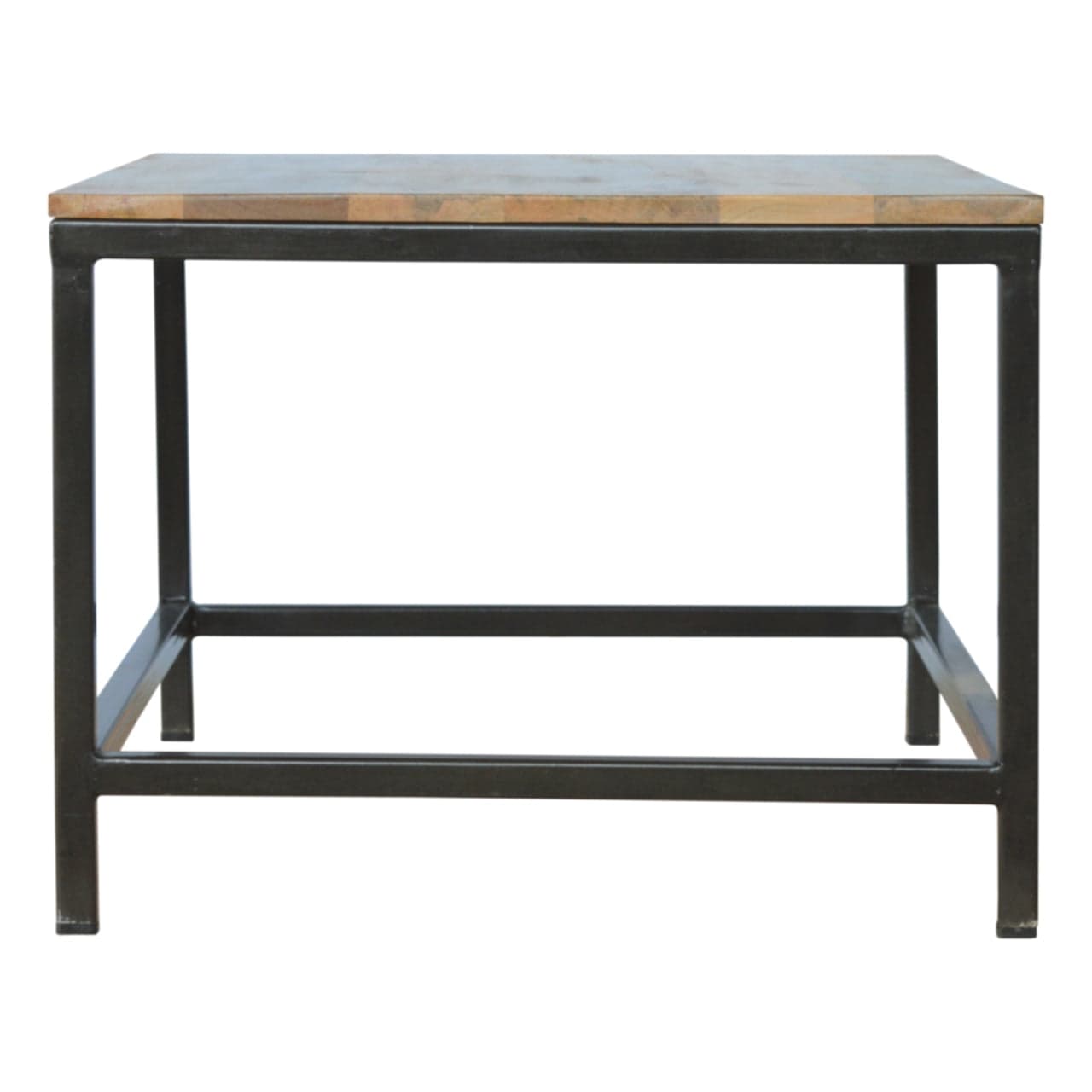 Iron Base Rectangular Coffee Table - Solid Mango Wood Center Table for Living Room - product view 7 showing handcrafted...