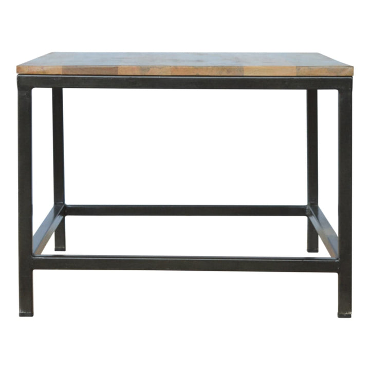 Iron Base Rectangular Coffee Table - Solid Mango Wood Center Table for Living Room - product view 7 showing handcrafted...