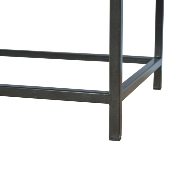 Iron Base Rectangular Coffee Table - Solid Mango Wood Center Table for Living Room - product view 6 showing handcrafted...