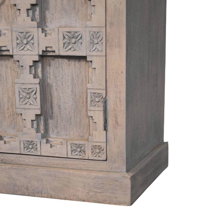 Jaipur Lattice Sideboard - Solid Mango Wood Buffet Cabinet for Dining Room - product view 8 showing handcrafted solid...