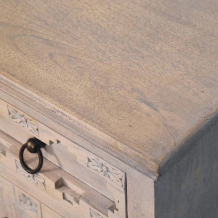 Jaipur Lattice Sideboard - Solid Mango Wood Buffet Cabinet for Dining Room - product view 5 showing handcrafted solid...