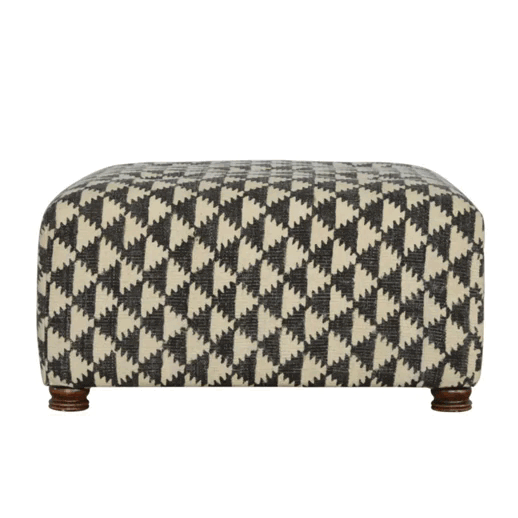 Jute Occasional Footstool - Solid Mango Wood Accent Stool for Living Room - product view 7 showing handcrafted solid...