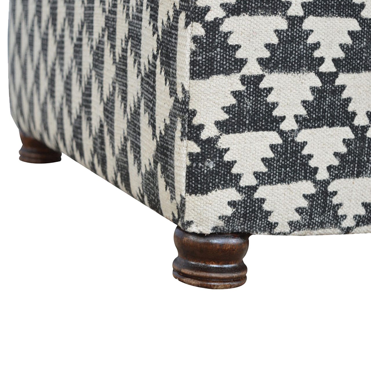 Jute Occasional Footstool - Solid Mango Wood Accent Stool for Living Room - product view 6 showing handcrafted solid...