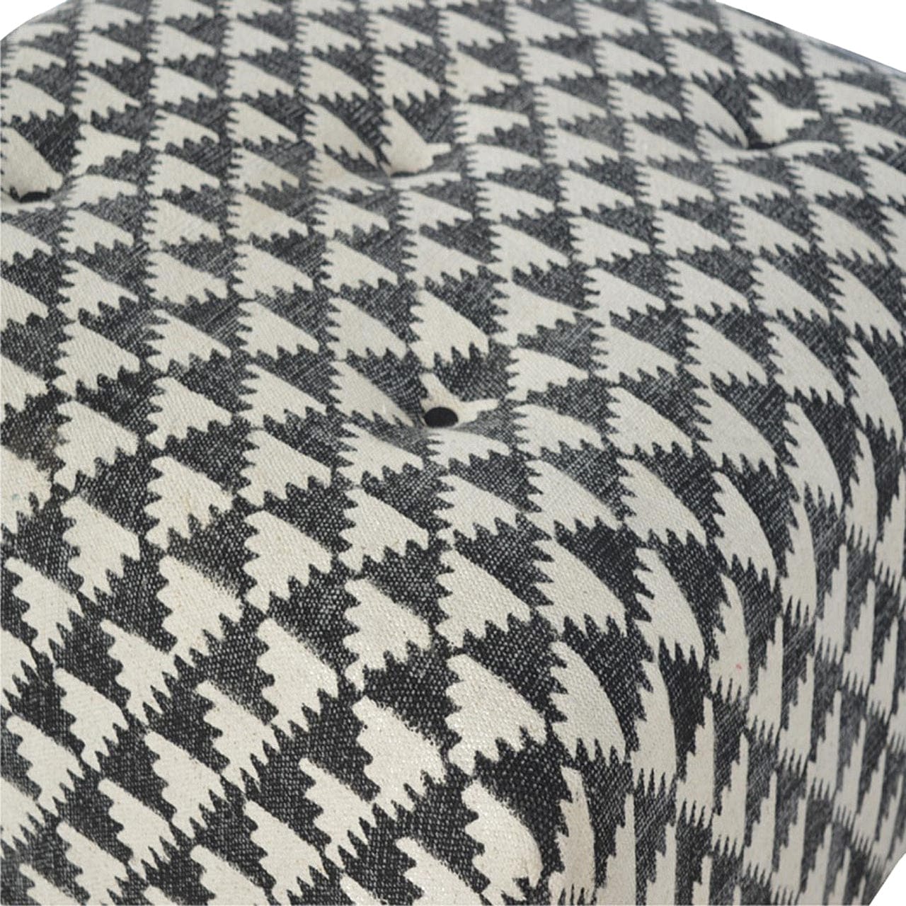 Jute Occasional Footstool - Solid Mango Wood Accent Stool for Living Room - product view 5 showing handcrafted solid...
