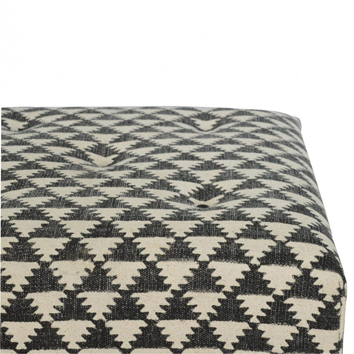 Jute Occasional Footstool - Solid Mango Wood Accent Stool for Living Room - product view 4 showing handcrafted solid...