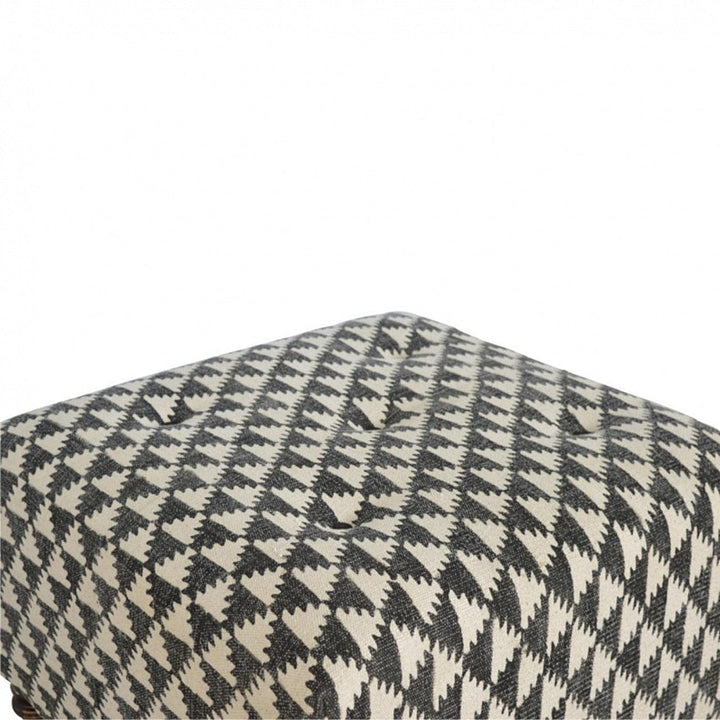 Jute Occasional Footstool - Solid Mango Wood Accent Stool for Living Room - product view 3 showing handcrafted solid...