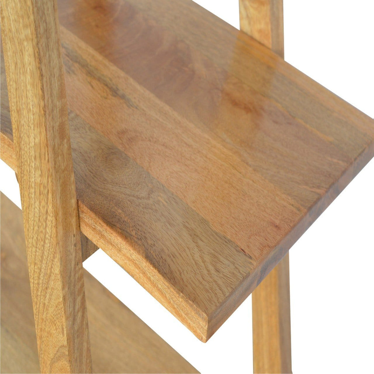 Ladder Style Open Display Unit - Solid Mango Wood Bookcase for Living Room - product view 5 showing handcrafted solid...