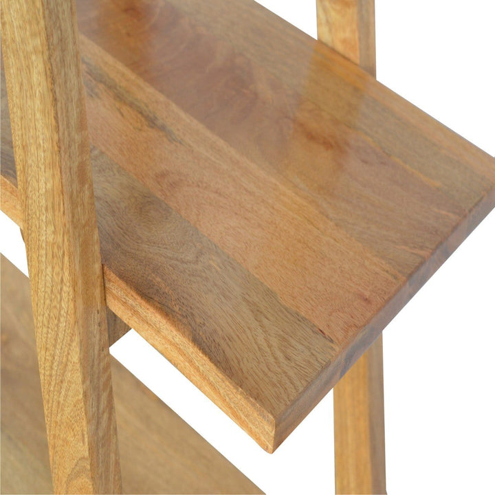 Ladder Style Open Display Unit - Solid Mango Wood Bookcase for Living Room - product view 5 showing handcrafted solid...