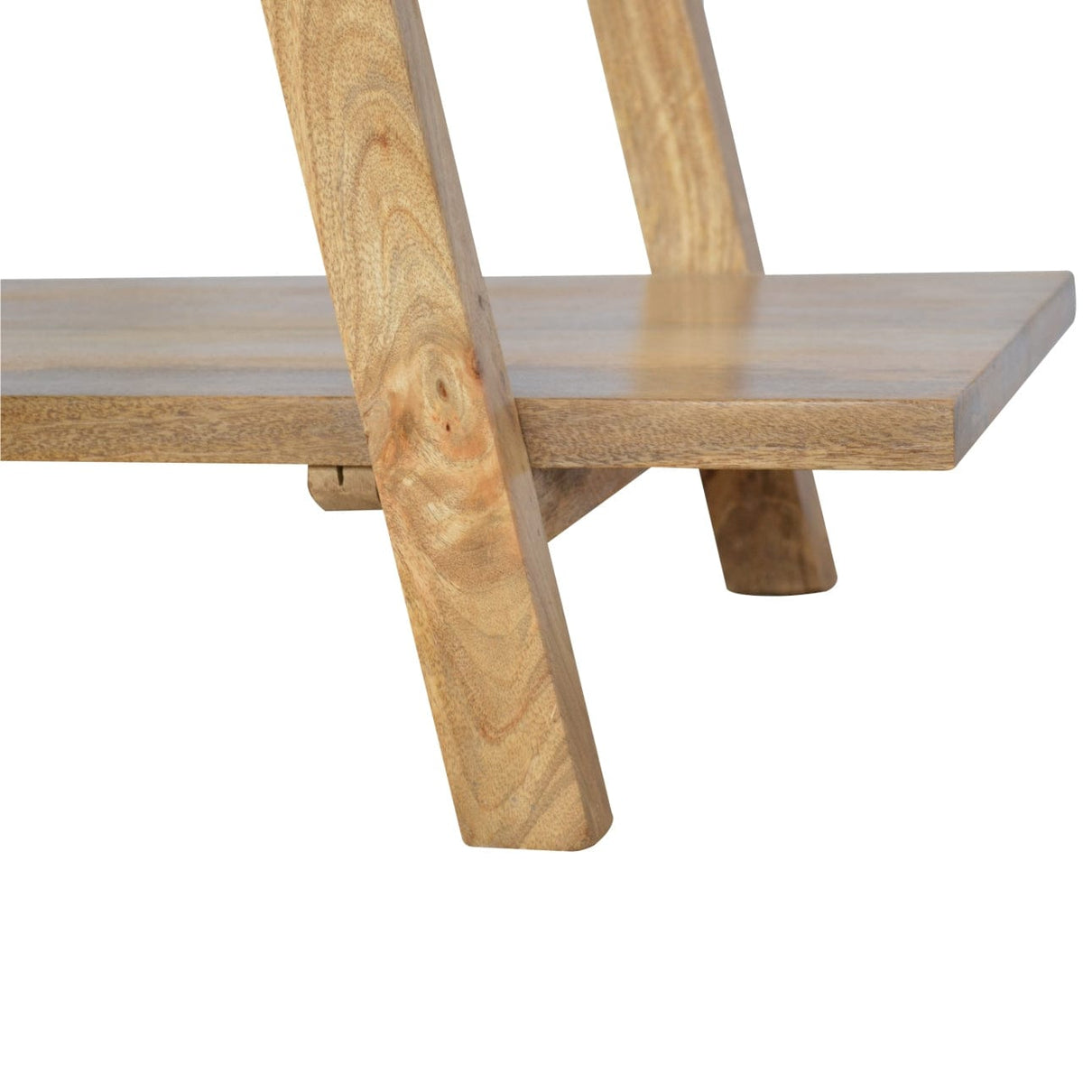 Ladder Style Open Display Unit - Solid Mango Wood Bookcase for Living Room - product view 4 showing handcrafted solid...