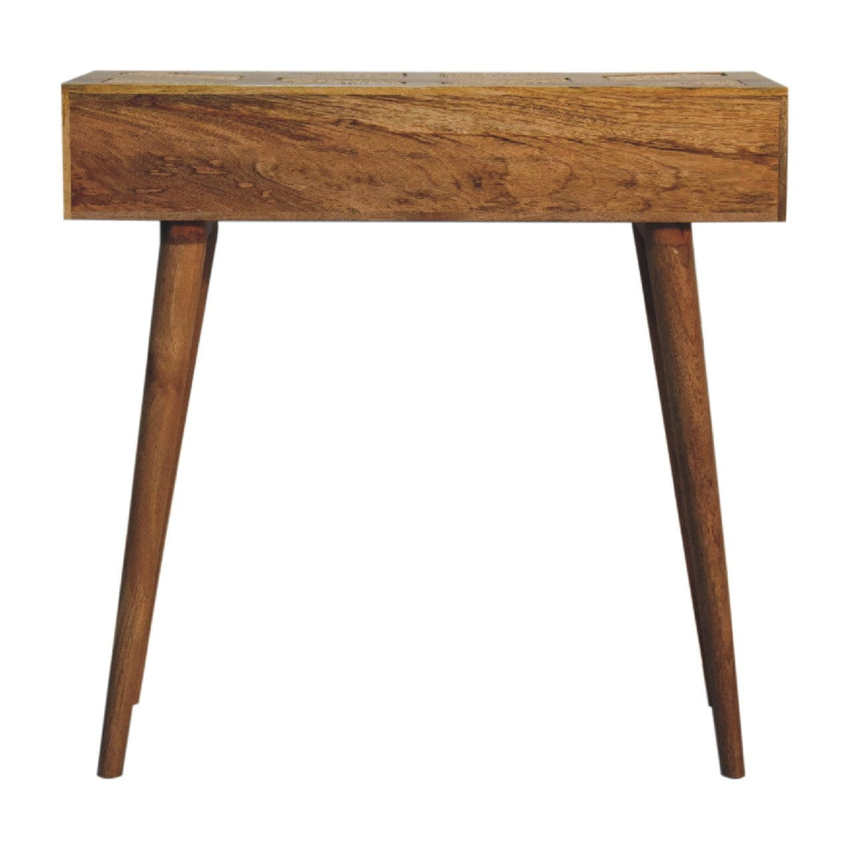Larissa Aztec Console Table - Solid Mango Wood Hallway Console for Entryway - product view 8 showing handcrafted solid...