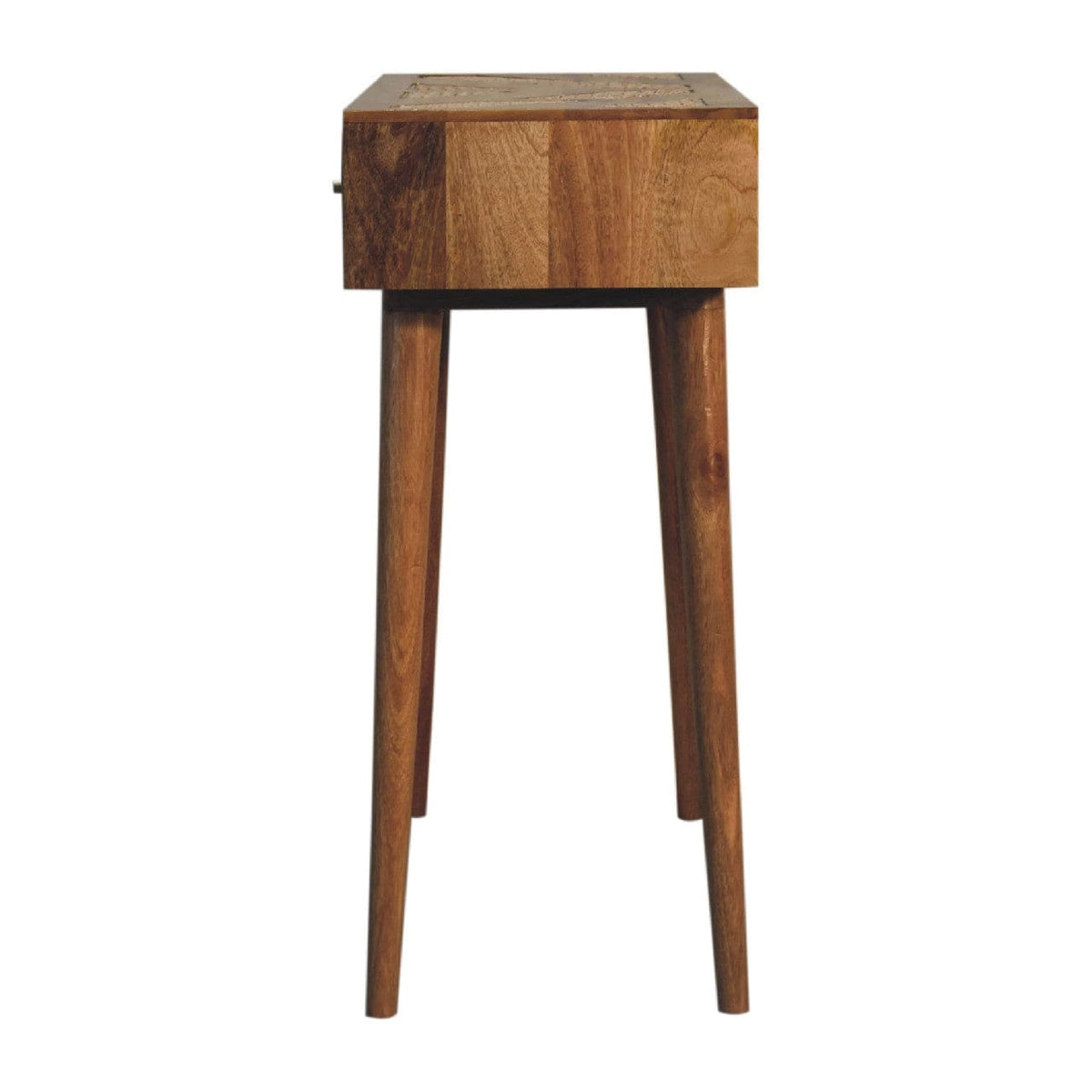 Larissa Aztec Console Table - Solid Mango Wood Hallway Console for Entryway - product view 7 showing handcrafted solid...