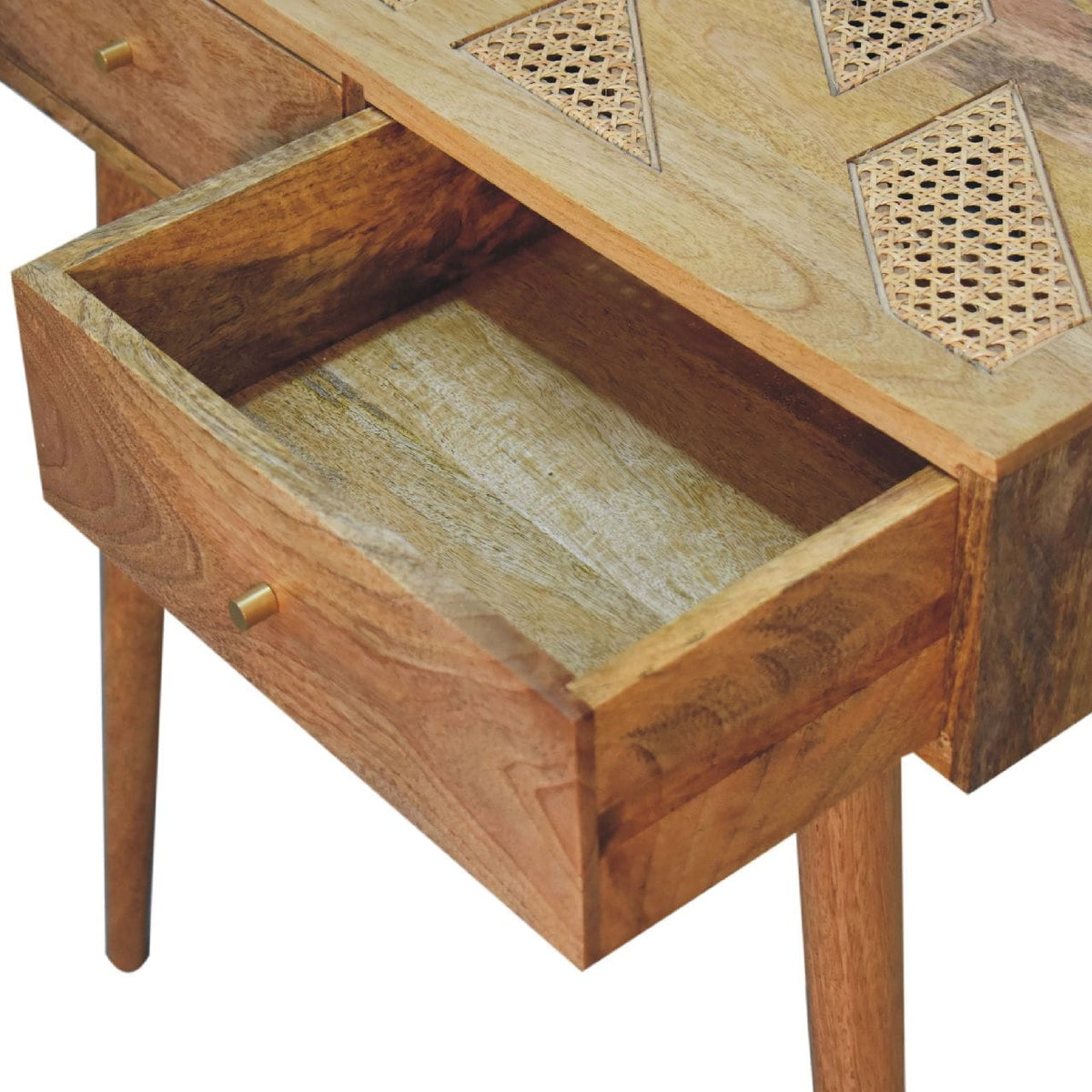 Larissa Aztec Console Table - Solid Mango Wood Hallway Console for Entryway - product view 5 showing handcrafted solid...