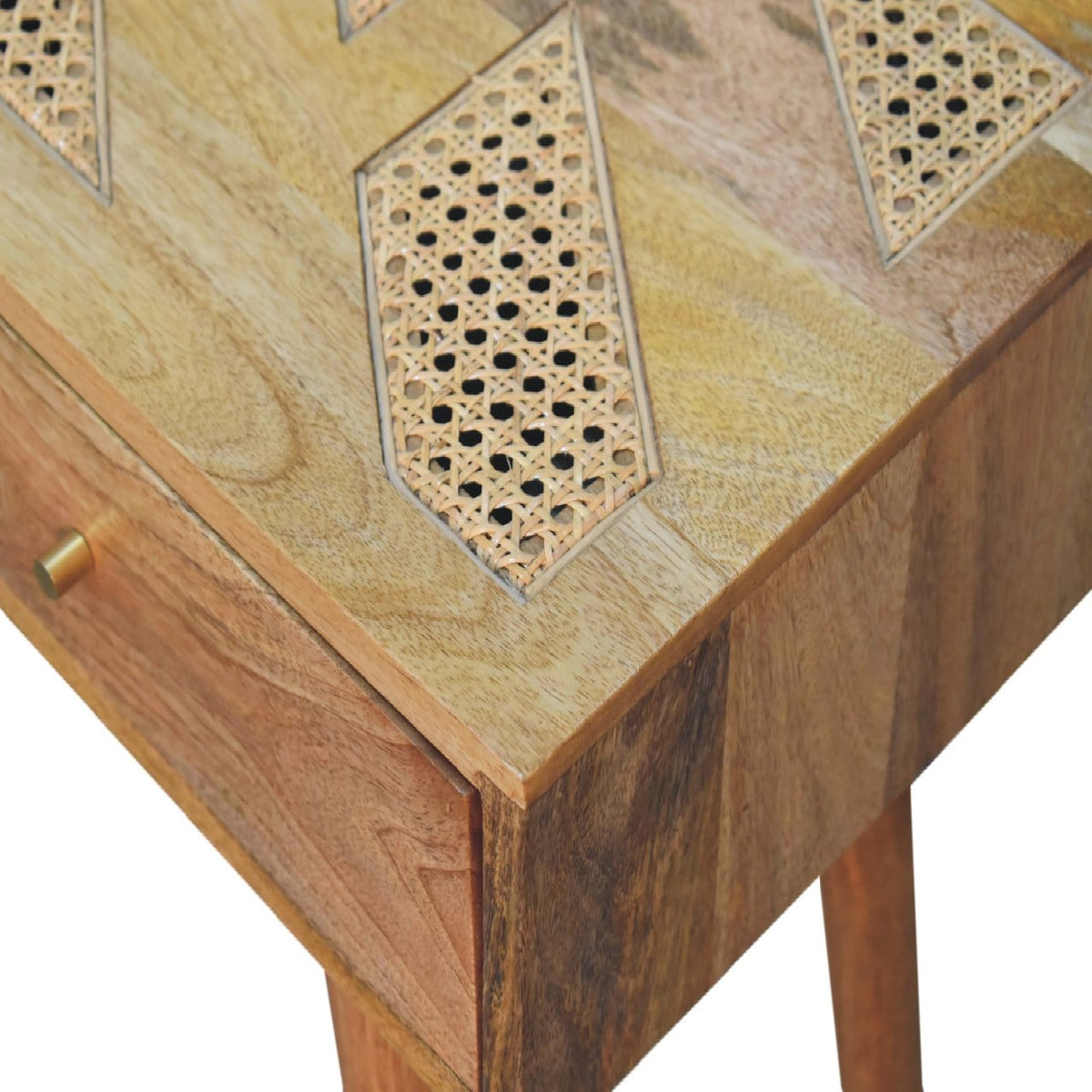 Larissa Aztec Console Table - Solid Mango Wood Hallway Console for Entryway - product view 4 showing handcrafted solid...