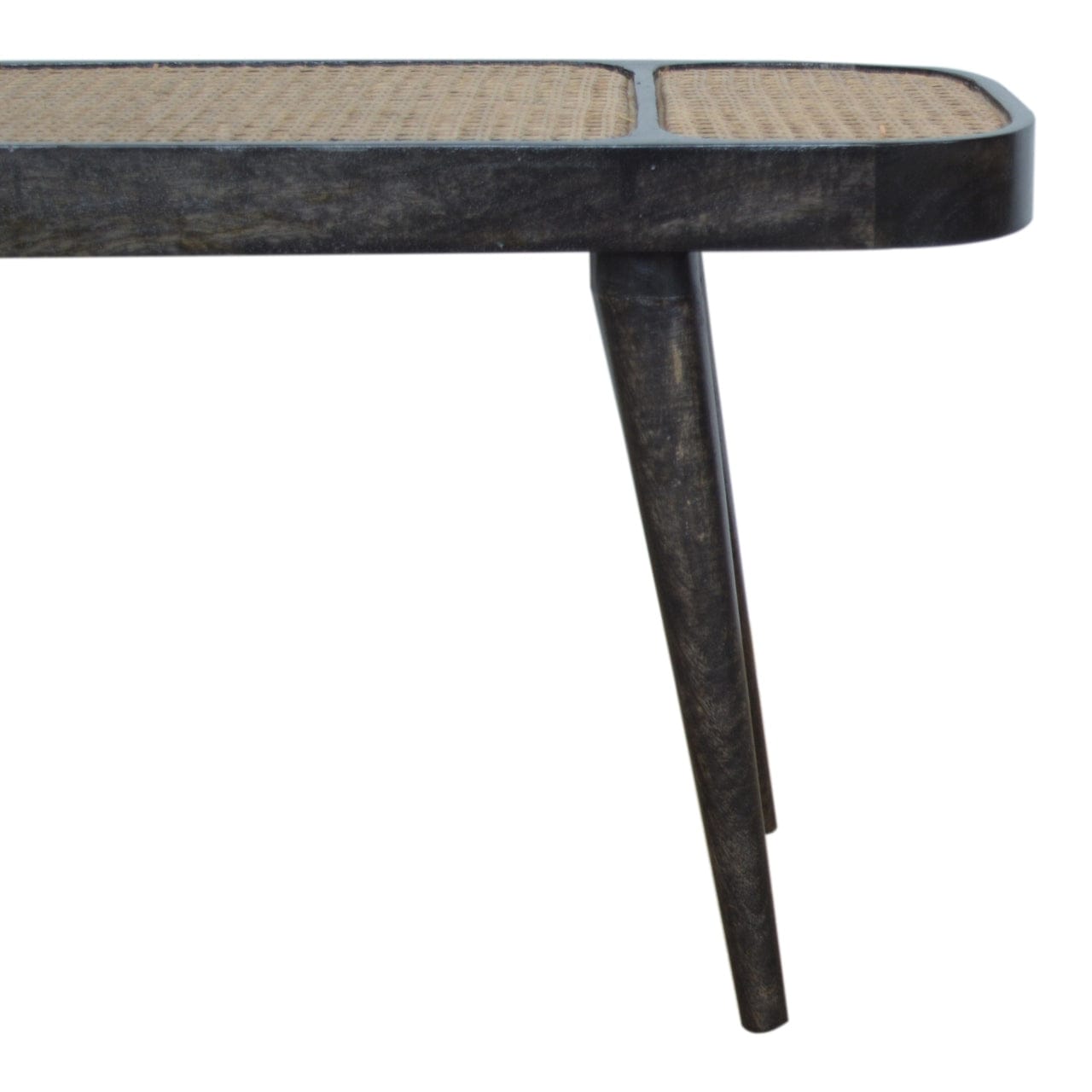 Larissa Carbon Black Bench - Solid Mango Wood Seating Furniture for Entryway - product view 6 showing handcrafted solid...