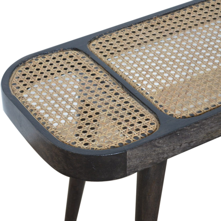 Larissa Carbon Black Bench - Solid Mango Wood Seating Furniture for Entryway - product view 5 showing handcrafted solid...