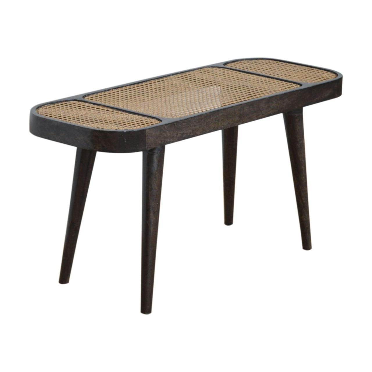 Larissa Carbon Black Bench - Solid Mango Wood Seating Furniture for Entryway - product view 4 showing handcrafted solid...