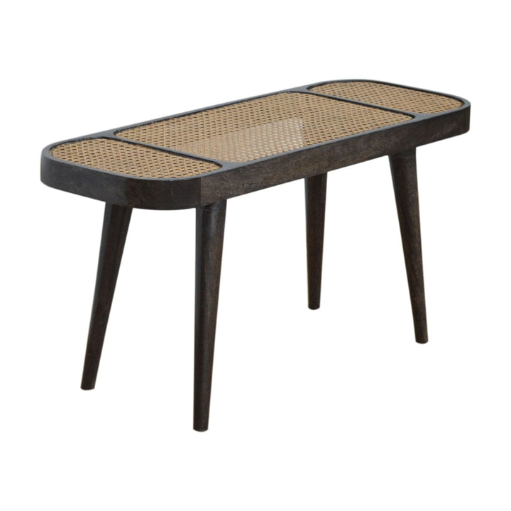 Larissa Carbon Black Bench - Solid Mango Wood Seating Furniture for Entryway - product view 4 showing handcrafted solid...