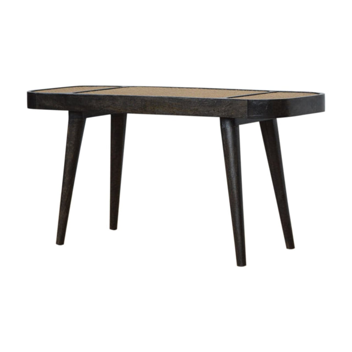 Larissa Carbon Black Bench - Solid Mango Wood Seating Furniture for Entryway - product view 3 showing handcrafted solid...